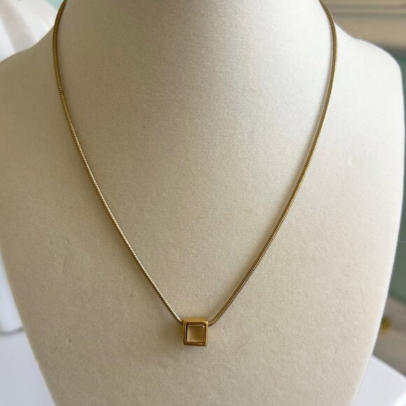 Vintage Ralph Lauren goldtone minimalist necklace with square pendant - Picture 1 of 7